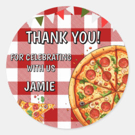 Pegatina Redonda Primer cumpleaños de Birday Pizza