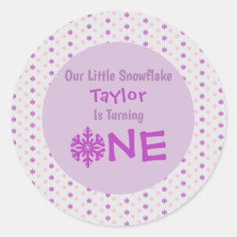 Pegatina Redonda Primer cumpleaños de Little Snowflake