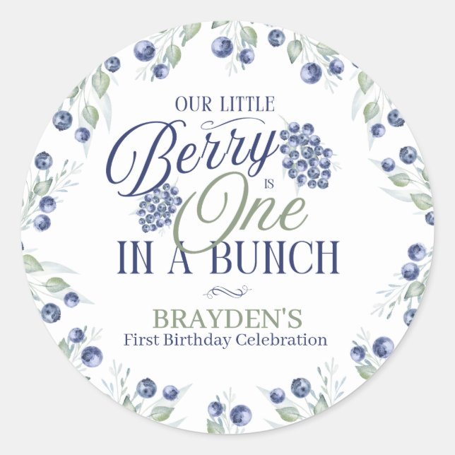 Pegatina Redonda Primer Cumpleaños De One In A Bunch (Anverso)