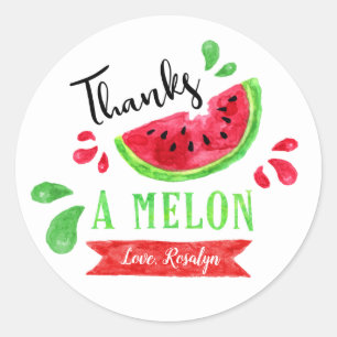 Pegatina Redonda Primer Cumpleaños De One In A Melon Gracias