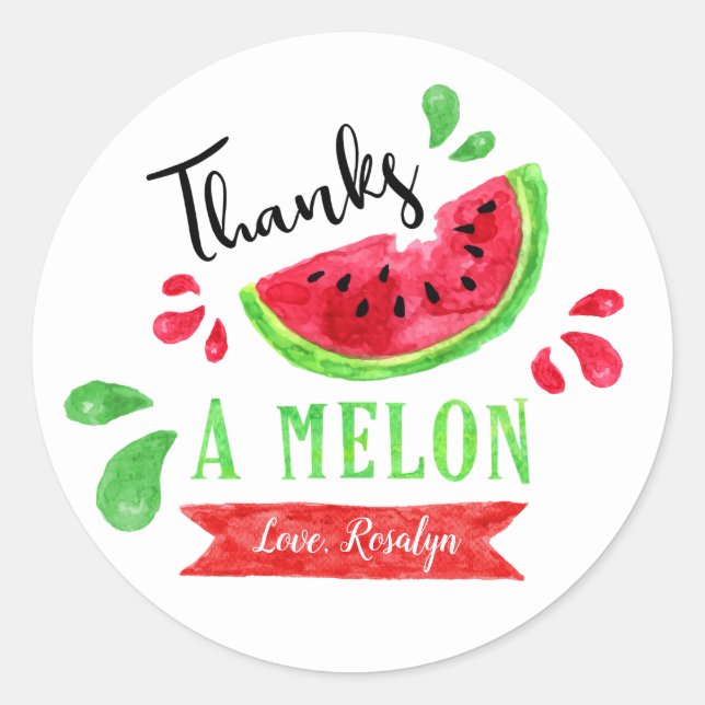 Pegatina Redonda Primer Cumpleaños De One In A Melon Gracias (Anverso)