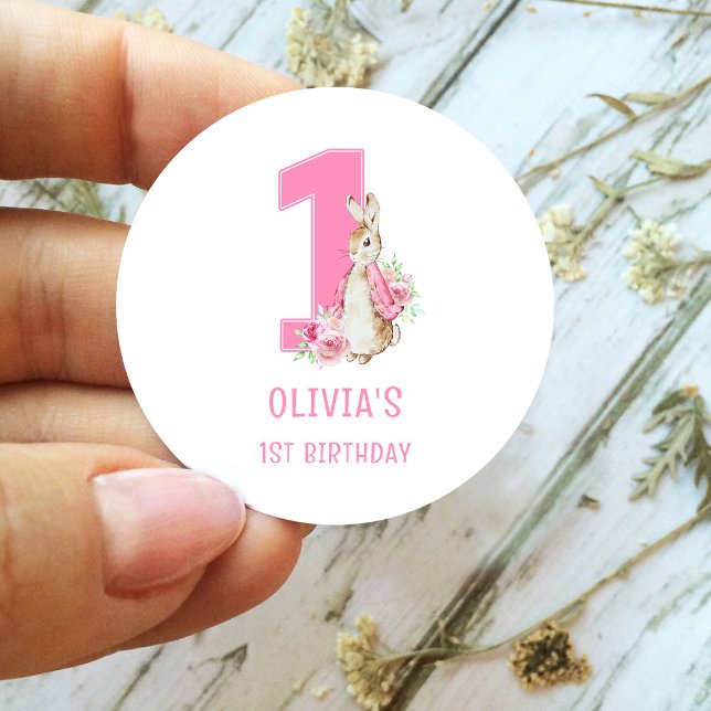 Pegatina Redonda Primer cumpleaños de Peter Rabbit (Subido por el creador)