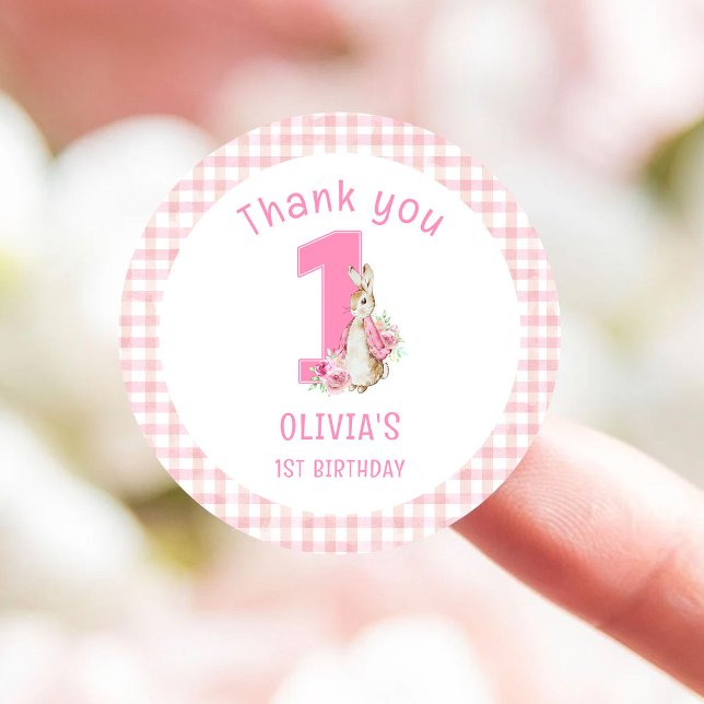 Pegatina Redonda Primer cumpleaños de Peter Rabbit (Subido por el creador)