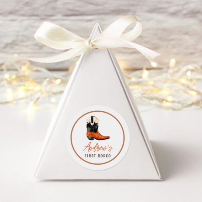 Pegatina Redonda Primer cumpleaños de Rodeo Southern Cowboy (Subido por el creador)