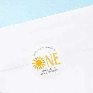 Pegatina Redonda Primer cumpleaños de Sunshine