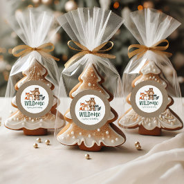 Pegatina Redonda Primer cumpleaños de un animal de bosque salvaje