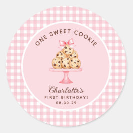 Pegatina Redonda Primer cumpleaños de un Chica de cookie inteligent