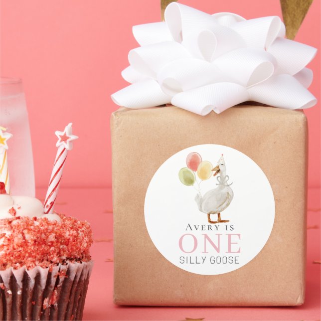 Pegatina Redonda Primer cumpleaños de un Chica gótico bobo (Fiesta)