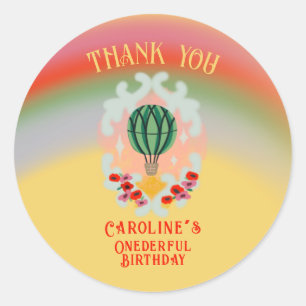 Pegatina Redonda Primer cumpleaños de un maravilloso globo de aire