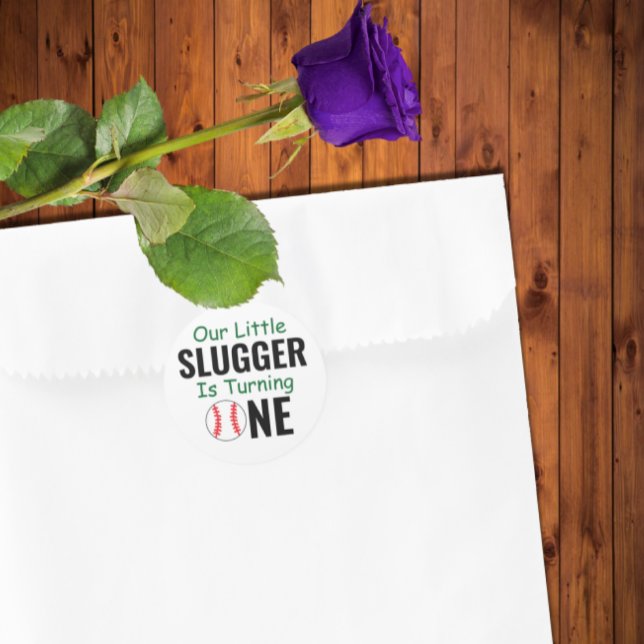 Pegatina Redonda Primer cumpleaños del beisbolista pequeño (Subido por el creador)
