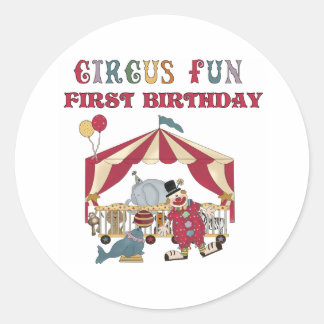 Pegatina Redonda Primer cumpleaños del Circo