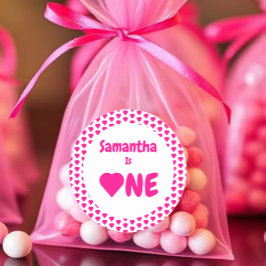 Pegatina Redonda Primer cumpleaños del corazón