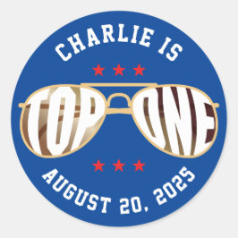 Pegatina Redonda Primer cumpleaños del programa piloto del piloto d