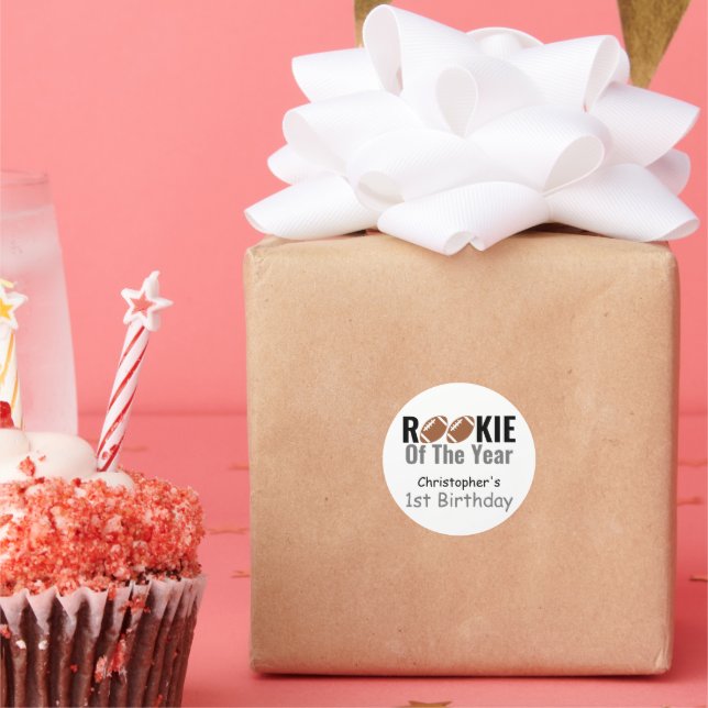 Pegatina Redonda Primer cumpleaños del Rookie Football (Fiesta)