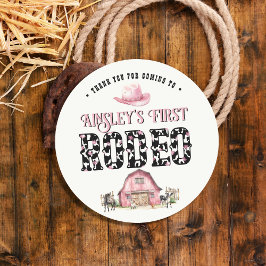 Pegatina Redonda Primer cumpleaños personalizado del primer rodeo r