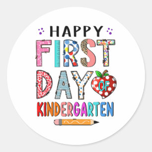 Pegatina Redonda Primer Día De Kinder Ck Al Colegio Maestro Niño