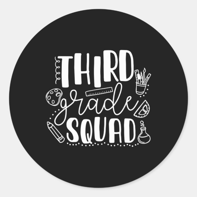 Pegatina Redonda Primer Día De La Escuela Tercer Grado Profesor Esc (Anverso)