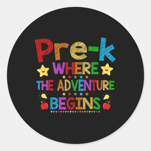 Pegatina Redonda Primer Día Del Estudiante De La Escuela De Vuelta  (Anverso)