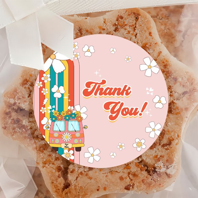 Pegatina Redonda Primer Fiesta de cumpleaños del arco iris retro de (Subido por el creador)