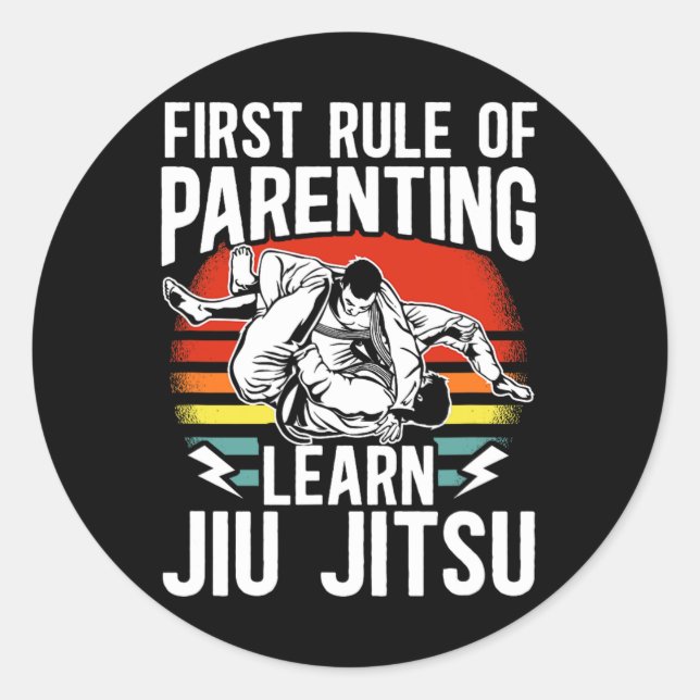 Pegatina Redonda Primer Gobierno De Crianza Aprender Jiu Jitsu Mxed (Anverso)