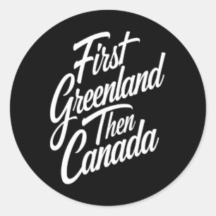 Pegatina Redonda Primer Groenlandia que Canadá Mapa Trump
