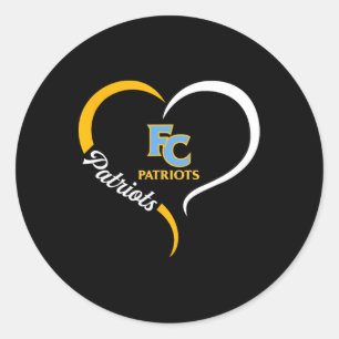 Pegatina Redonda Primer logo de Patriotas Coloniales Lema de medio