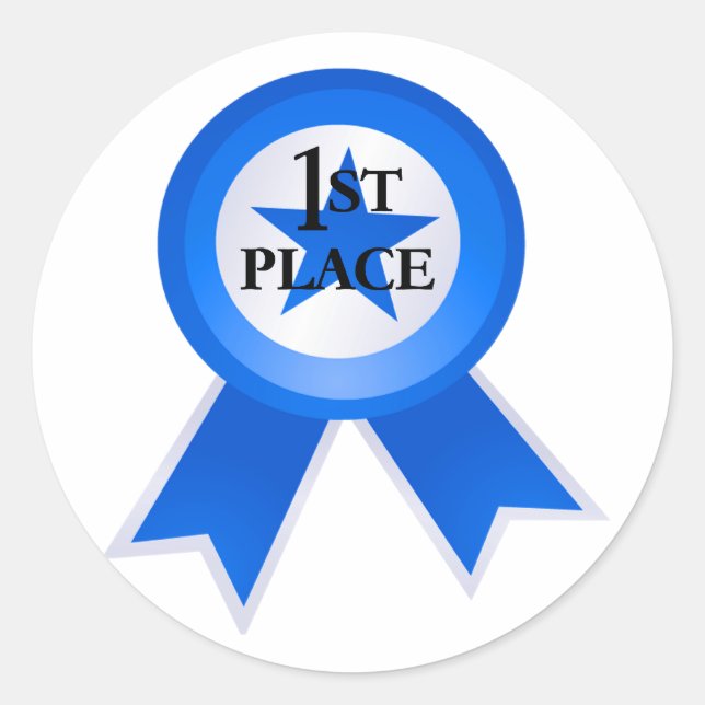 Pegatina Redonda Primer lugar Blue Ribbon (Anverso)
