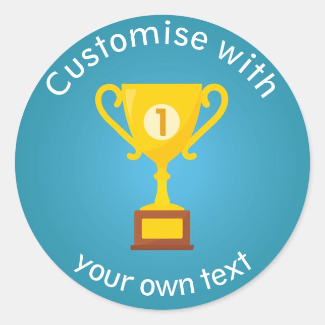 Pegatina Redonda Primer lugar Personalizado trofeo texto (Anverso)