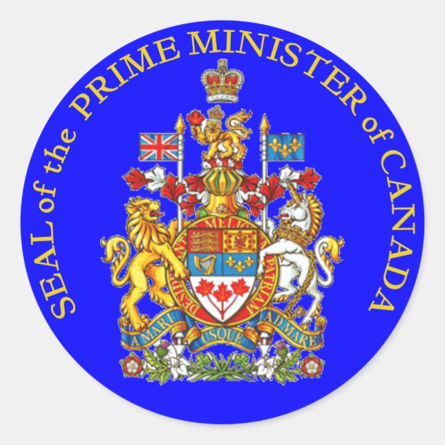Pegatina Redonda Primer Ministro del Canadá (Anverso)