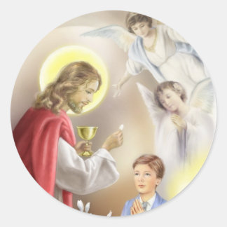 Pegatina Redonda Primer niño de la Santa Comunión