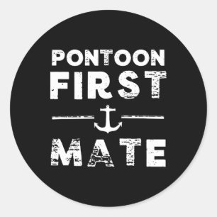 Pegatina Redonda Primer oficial de barco de pontón ancla hombres mu