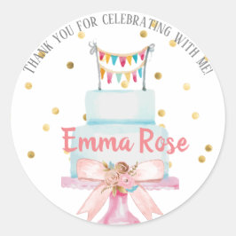 Pegatina Redonda Primer pastel acuático de cumpleaños