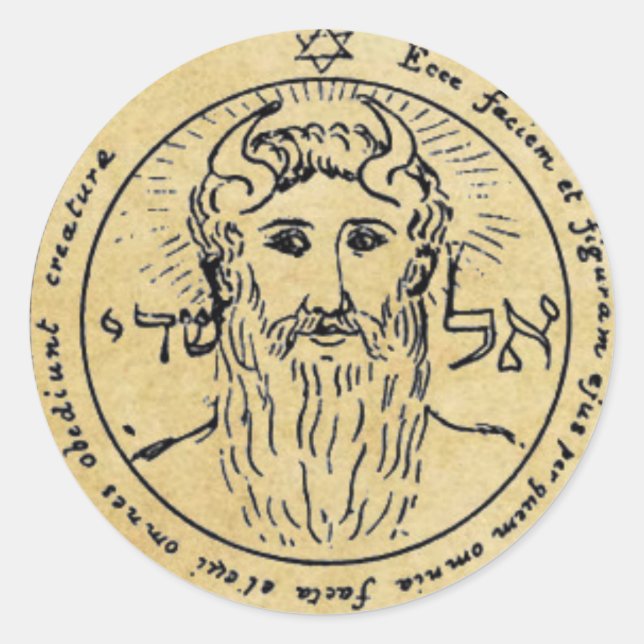 Pegatina Redonda Primer Pentáculo del Sol (Anverso)