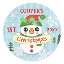 Primer Personalizado navideño foto bebé Snowman