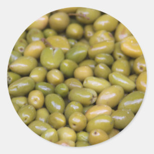 Pegatina Redonda Primer plano de aceitunas verdes