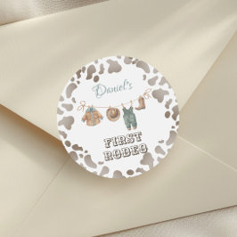 Pegatina Redonda Primer Rodeo Cowboy Clothes Boy Cumpleaños