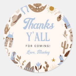 Pegatina Redonda Primer Rodeo Occidental Wild West Cowboy Blue Bird