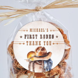 Pegatina Redonda Primer RODEO | Vaquero salvaje del Oeste Primer Ni