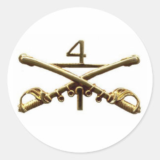 Pegatina Redonda Primer Squadron Cuarto Brass Cavalry