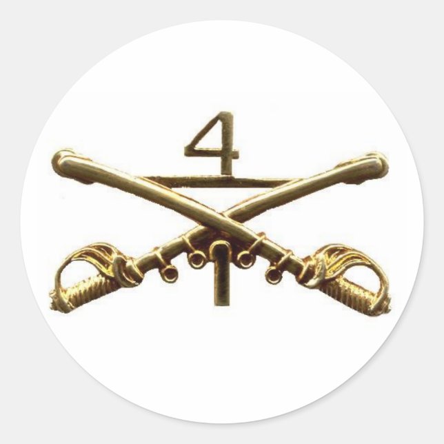 Pegatina Redonda Primer Squadron Cuarto Brass Cavalry (Anverso)