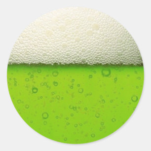 Pegatina Redonda Primer verde de la cerveza