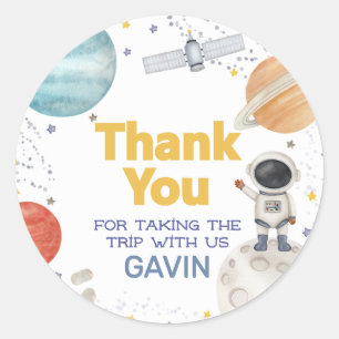 Pegatina Redonda Primer viaje alrededor del cumpleaños del sol