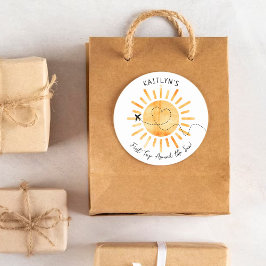 Pegatina Redonda Primer viaje alrededor del primer cumpleaños del s