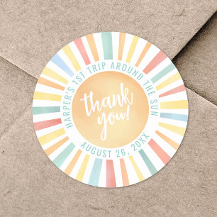 Pegatina Redonda Primer viaje alrededor del primer cumpleaños del s