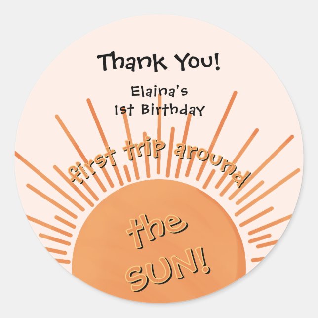 Pegatina Redonda Primer viaje alrededor del primer cumpleaños del s (Anverso)