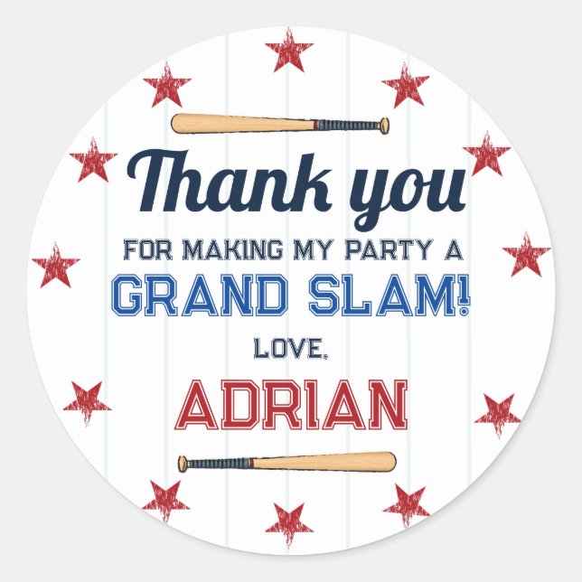 Pegatina Redonda Primera acuarela de cumpleaños de Favor del Béisbo (Anverso)