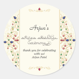 Pegatina Redonda Primera ceremonia de arroz de Annaprashan moderno