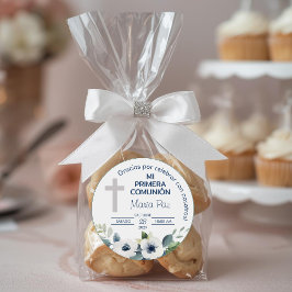 Pegatina Redonda Primera comunión da regalos y favorece a la primer