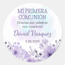 Pegatina Redonda Primera comunión da regalos y favorece a la primer