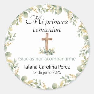 Pegatina Redonda Primera Comunión de Pegatinas de Mi Primera Comuni